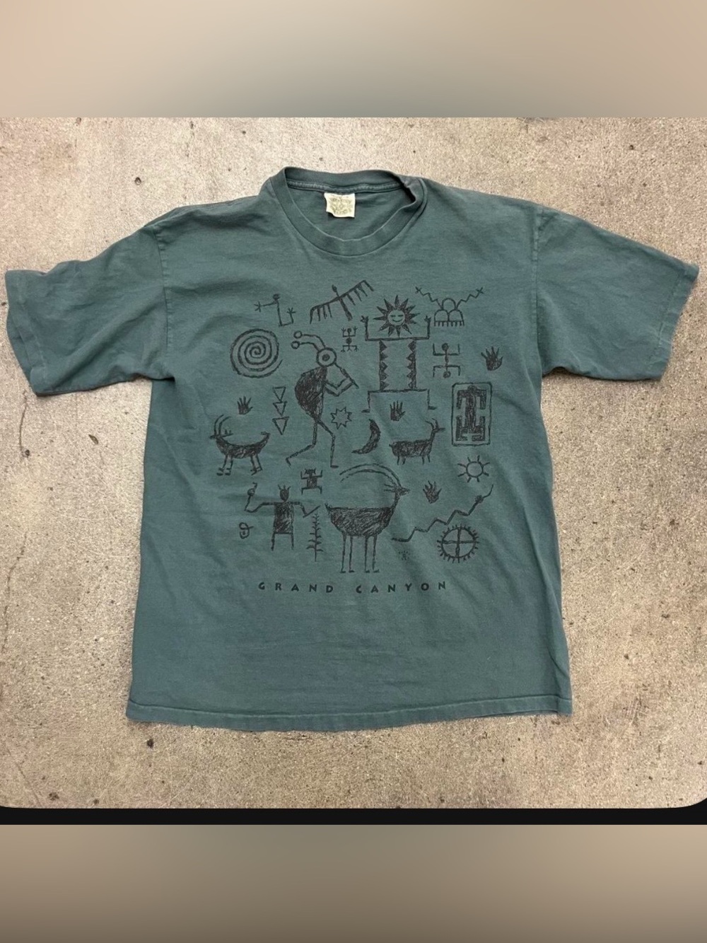 Vintage Grand Canyon Petroglyph Tee On Fred Harvey Trading Company Blank (M)